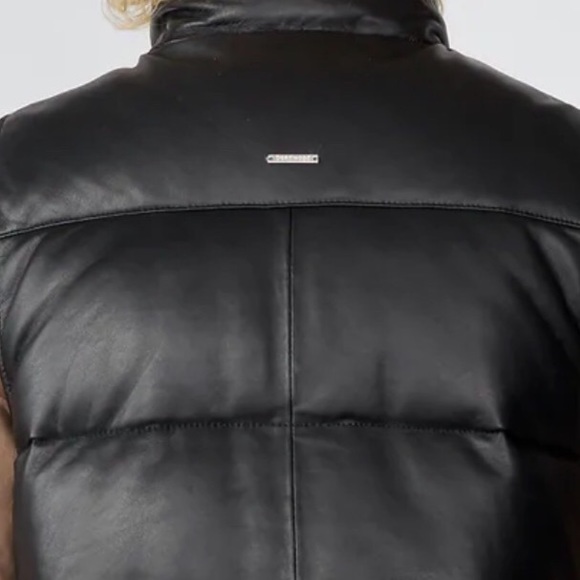 Deadwood x Free People Leather Vermont Sm & Lg Black Recycled Puffer Vest - Picture 9 of 9